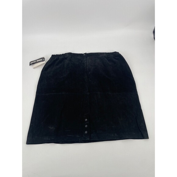 VTG Suede Leather Black Skirt Goth Grunge Western Boho Indie Sleaze Minimalist - Picture 6 of 12